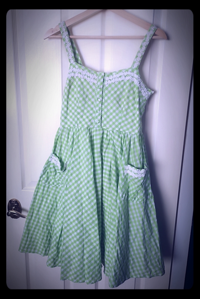 Lindy Bop green gingham summer dress size US 6